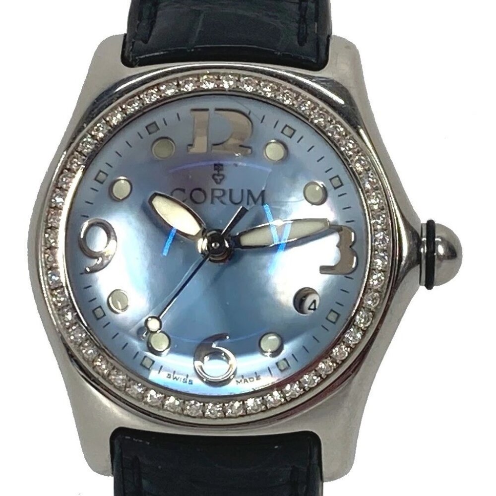 CORUM 39.151.47 Women's watch Bubble Diamond Bezel Wristwatch SS blue/Black